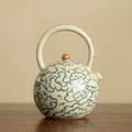 Round Teapot with a Handle Featuring Cloud Patterns from The Ru Kiln Style, Perfect for Tea Brewing