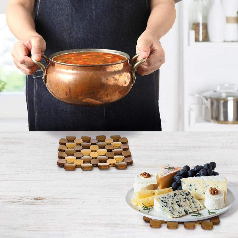 6pcs Pot Mat Coaster - Thickened Heat-resistant Pad, Suitable for Hot Pot Pots, Pans, Dining Table Protection Pads, Kitchen Countertop Insulation Pads, Can Be Used as Teapots, Tableware Anti-scalding Pads and Table Decoration Gifts (no Modification)