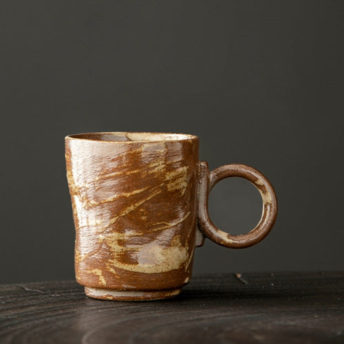 1pc Handmade Vintage Gradient Coffee Mug - Rough Ceramic Cup with Rim Suitable for Pour-over, Latte Art, Tea & Water Serving, Pottery Cup for Home, Office, for Home Daily Use, Ideal Gift for Coffee Lovers