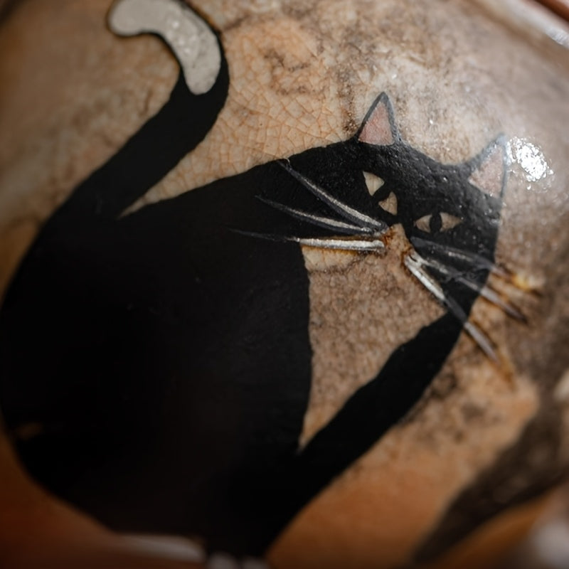 Handmade Ceramic Teapot Creative Hand-painted Silvery-plated Cat Tea Brewing Pot Ball Hole Filter Right Handle Single Pot