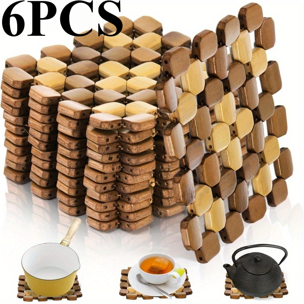 6pcs Pot Mat Coaster - Thickened Heat-resistant Pad, Suitable for Hot Pot Pots, Pans, Dining Table Protection Pads, Kitchen Countertop Insulation Pads, Can Be Used as Teapots, Tableware Anti-scalding Pads and Table Decoration Gifts (no Modification)